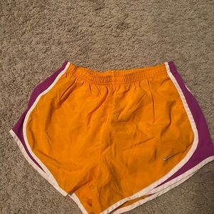 Nike Orange and Purple Athletic Shorts Retro Style